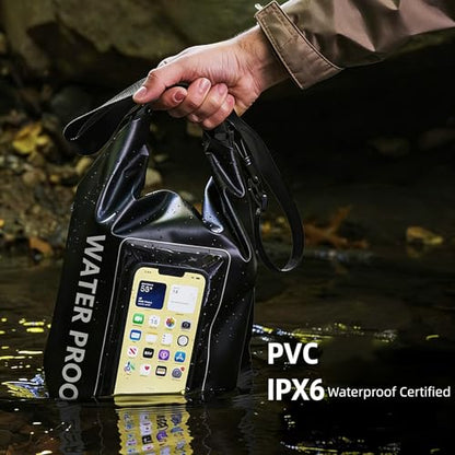 Waterproof Dry Bag, 2L Roll Top Waterproof Pool Bag IPX8 with Crossbody Strap, Phone Pouch Water Protector for Cruise Camp Swim Beach Fish Travel Essentials, Boat & Kayak Accessories (Black) - color: Black dry bag 2L