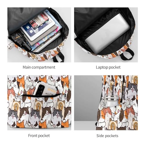 Cute Anime Cat Backpack School Bag Lightweight Bookbag Casual Daypack for Girls Boys Kids Women Men Travel Laptop 16 Inch - color: Kitty