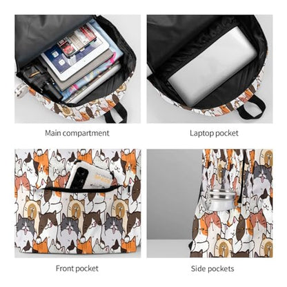 Cute Anime Cat Backpack School Bag Lightweight Bookbag Casual Daypack for Girls Boys Kids Women Men Travel Laptop 16 Inch - color: Kitty
