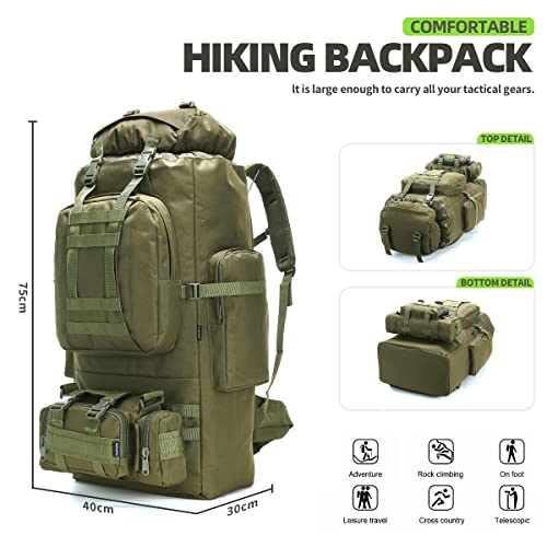 100L Camping Hiking Backpack,Molle military Tactical rucksack backpack,Waterproof Lightweight Hiking Backpack - color: Armygreen
