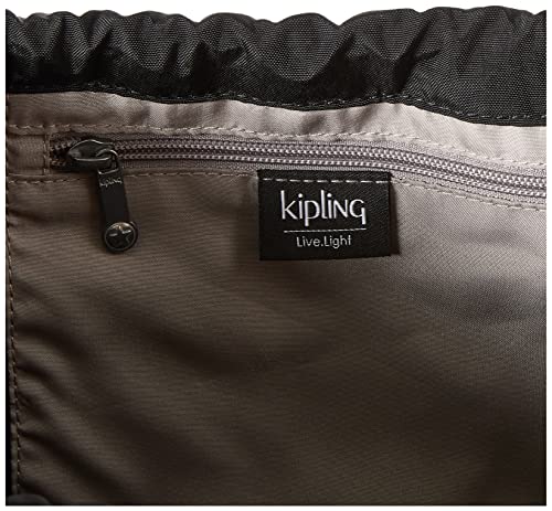 Kipling Women's Supertaboo Drawstring Bag, Strong, Colorful, Convenient, Polyamide bag - color: True Black, size: 15.5''L x 17.75''H x 0''D