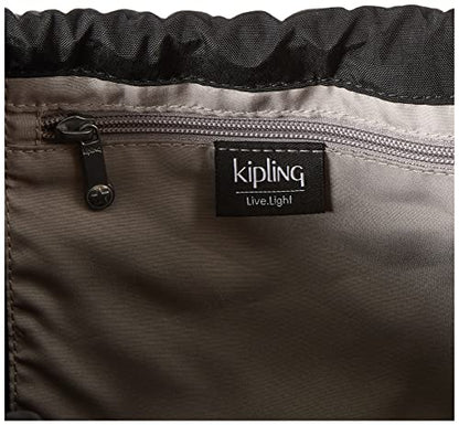 Kipling Women's Supertaboo Drawstring Bag, Strong, Colorful, Convenient, Polyamide bag - color: True Black, size: 15.5''L x 17.75''H x 0''D