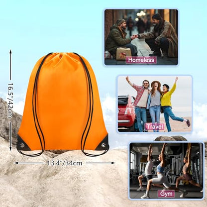 Grneric Drawstring Backpack Bulk 70Pcs String Backpack Drawstring Bags Cinch Bag Sackpack for Men Women Gym(Orange) - color: Orange