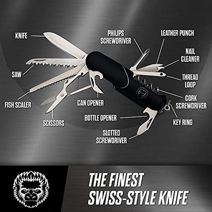 3 Piece Pocket Multitool Gift Set for Him-Stainless Steel Survival Multi Tool for Men - Clip to Belt & Backpack - Utility Knife Multitool, Pliers & Pocket Knife - Hiking, Camping & Fishing - style: Black 3 Piece