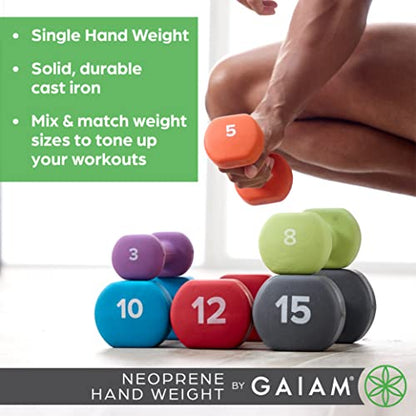 Gaiam Dumbbell Hand Weight (Sold in Singles) - Neoprene Coated Exercise & Fitness Dumbbell for Home Gym Workouts and Strength Training - Free Weights for Women and Men - size: 3lb