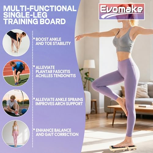 Ankle Strengthener, Ankle Balance Board for Plantar Fasciitis, Foot Stretcher, Sprained Ankle Recovery, Stability Exercises & Posture-Correction | Two Training Levels w/Guide