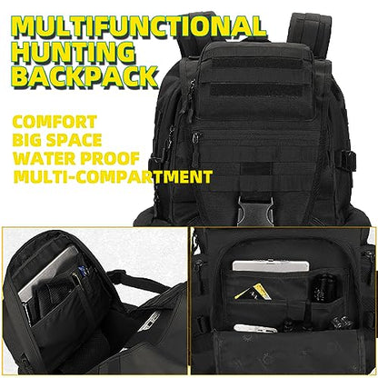 50L Military Tactical Backpack Hiking Waterproof Backpack Large Military Pack 3 Day Assault Pack Molle Bag Rucksack - color: Black