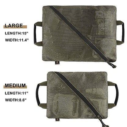 PETAC GEAR Tactical Storage Mesh Pouch Set,Insert Modular Utility Admin Pockets,Travel Organizer EDC Bag - color: Ranger Green -BK
