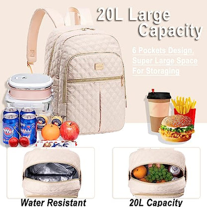 Weitars Lunch Backpack For Women Men,20L Cooler Backpack Insulated Lunch Bag For Women With Side Pockets Waterproof,Meal Prep Backpack,Adult Backpack Cooler For Lunch Picnic Hiking Camping Beach - color: Beige