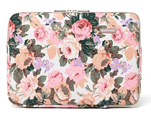 Kayond Canvas Water-Resistant 14 Inch Laptop Sleeve case for 14.1inch Notebook Compute (14-14.1 inch, White Camellia) - color: White Camellia, size: 14-14.1 inch