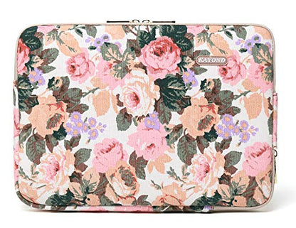 Kayond Canvas Water-Resistant 14 Inch Laptop Sleeve case for 14.1inch Notebook Compute (14-14.1 inch, White Camellia) - color: White Camellia, size: 14-14.1 inch