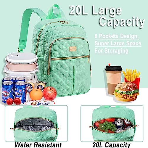 Weitars Lunch Backpack For Women Men,20L Cooler Backpack Insulated Lunch Bag For Women With Side Pockets Waterproof,Meal Prep Backpack,Adult Backpack Cooler For Lunch Picnic Hiking Camping Beach - color: Green