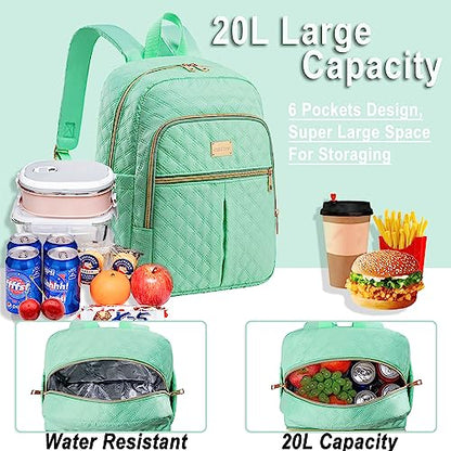 Weitars Lunch Backpack For Women Men,20L Cooler Backpack Insulated Lunch Bag For Women With Side Pockets Waterproof,Meal Prep Backpack,Adult Backpack Cooler For Lunch Picnic Hiking Camping Beach - color: Green