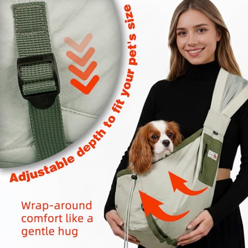 Dog Carrier Sling, Dog Carriers for Small Dogs Up to 20lbs,Army-Green - color: Army-green