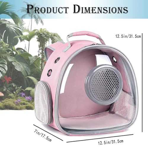 WEVONIGU Bearded Dragon Backpack Carrier with Clear Bubble Dome Window Large Space & Breathable Travel Cage with Soft Mat Airline Approved - color: Pink, size: Backpack