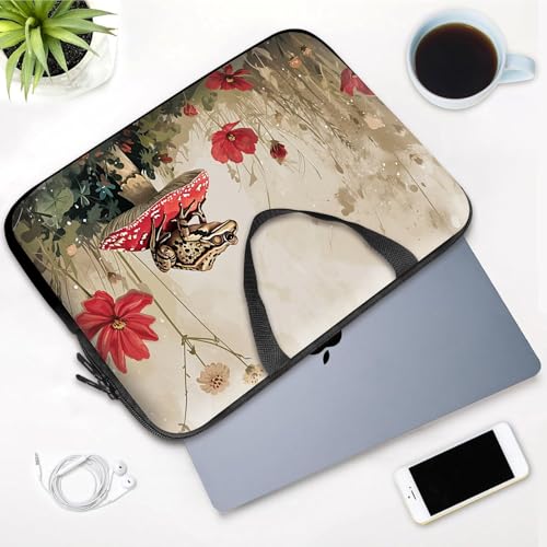 14 15 15.4 15.6 inch Laptop Handle Bag Computer Bag, Pouch Holder Notebook Sleeve Cover Soft Case Compatible for Dell,Lenovo,Toshiba HP, Asus Notebook-Mushroom Frog Flower - color: Mushroom Frog Flower