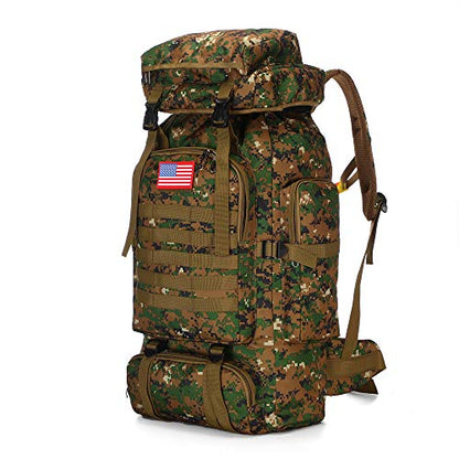 70l Hiking Backpack for Men Waterproof Military Camping Rucksack Travel Daypack - color: Junglecamouflage