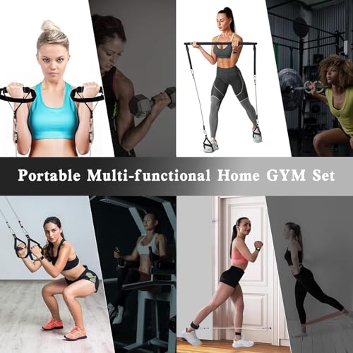 Bbtops Pilates Bar Kit with Resistance Bands,Pilates Bar with Stackable Bands Workout Equipment for Legs,Hip,Waist and Arm,Exercise Fitness Equipment for Women & Men Home Gym Yoga Pilates - color: Dark Black