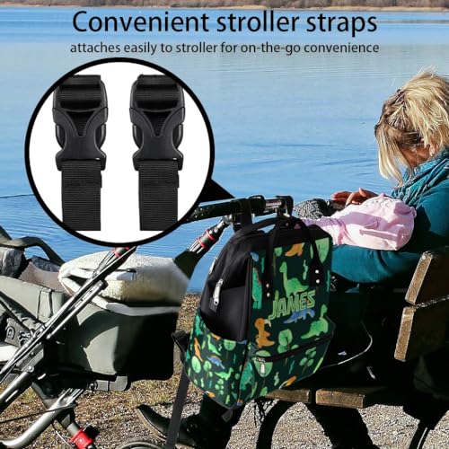 Custom-Baby-Boy-Backpack Dinosaur Nappy-Bag Personalized Diaper-Backpack for New Dad Mom Gifts Stroller Rucksack for Baby-Boys Waterproof Baby Mommy Bag 11x7x15.7 New Baby Bag - color: Color 1