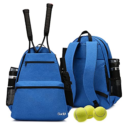 Sucipi Tennis Bag Professional Tennis Backpack for Men and Women Racket Bags Holds 2 Rackets with Ventilated Shoe Compartment - color: Dark Blue