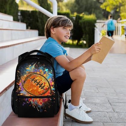 Boys School Backpack Kids Football Backpacks Bookbag Back to School Supplies, Black Large Capacity Cool Sport Back Pack for Kindergarten Elementary Middle (17 Inches) - color: Color 2