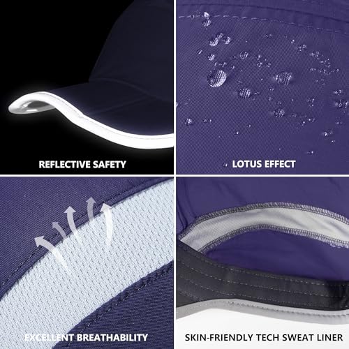 GADIEMKENSD Reflective Folding Outdoor Hat Unstructured Design UPF 50+ Sun Protection Sport Hats for Womens and Mens - color: Dark Purple