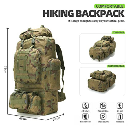 100L Camping Hiking Backpack,Molle military Tactical rucksack backpack,Waterproof Lightweight Hiking Backpack - color: Ruin Green