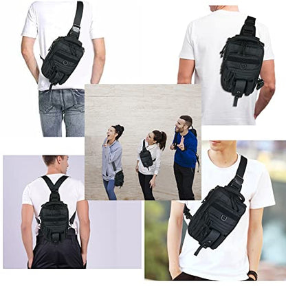 DegeTMVe Dual Pistol Holster Chest Bag Concealed Carry Sling Crossbody Tactical Gun Convertible Backpack Shooting Hunting - color: Grey