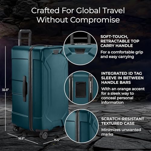Briggs & Riley 32 Inch Extra Large Trunk Checked Luggage - Maximum Capacity Hard Shell Heavy Duty Travel Suitcase with 360-Degree Spinner Wheels - TSA Lock - Torq Collection - Ocean - color: Ocean, size: 32"