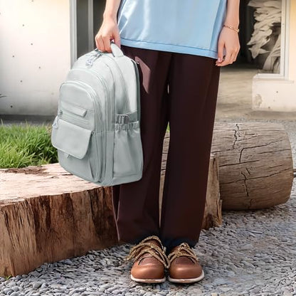 Aesthetic Daypack Backpack, Water-Resistant 15.6" Laptop Backpack for Women and Men, Featuring Touch-Fastener and Anti-Theft Pockets (Gray) - color: Gray