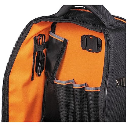 Klein Tools 62805BPTECH 28-Pocket Laptop Backpack Tool Bag, Tradesman Pro Extra-Large Tech Tool Backpack with Molded Bottom, Charging Port