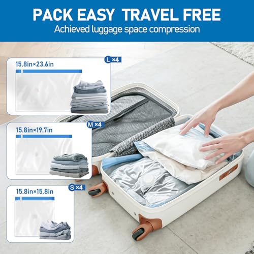 VMstr 12 Pack Travel Vacuum Storage Bags with USB Electric Pump, Compression Bags for Travel, Space Saver for Clothes and Clothing - style: 12 combo bags + USB pump
