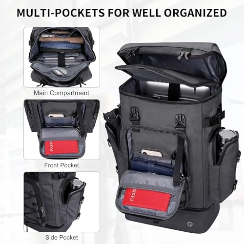 WITZMAN Travel Backpack for Men Women Carry on Bags for Airline Approved Convertible Duffle Luggage Backpack Shoe Compartment（B691 Silvery Grey） - color: Silvery Grey