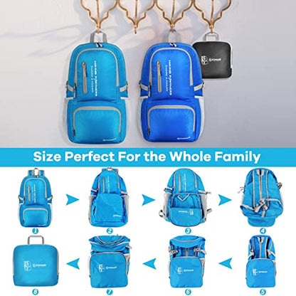 ZOMAKE Lightweight Packable Backpack, 35L Light Foldable Hiking Backpacks Water Resistant Collapsible Daypack for Travel(Light Blue) - color: Light Blue