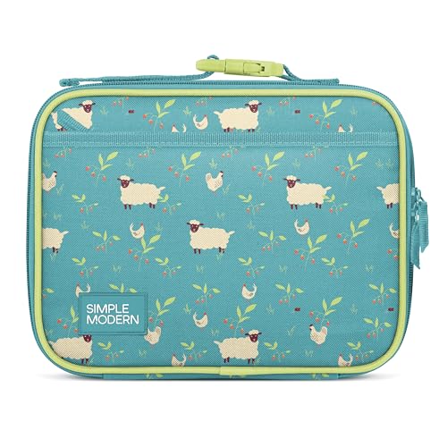 Simple Modern Kids Lunch Box for School | Reusable Insulated Lunch Bag for Toddler, Girl, and Boy | Exterior & Interior Pockets | Hadley Collection | Sheeps & Strawberries - color: -Sheeps & Strawberries