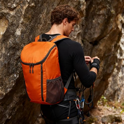 Hiking Backpack, Waterproof Wearable Lightweight Backpack, Foldable Outdoor Travel Camping Daypack - color: Orange
