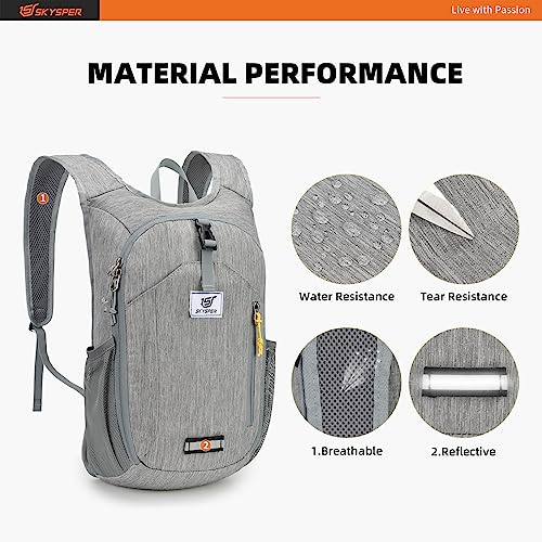 SKYSPER 10L Hiking Backpack Small Hiking Daypack Packable Lightweight Travel Day Pack for Women Men(Grey) - color: Grey