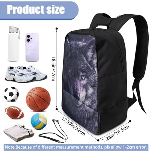 Basketball Backpack With Separate Ball Compartment And Shoes Fit Basketball Volleyball Football - color: Starry Wolf