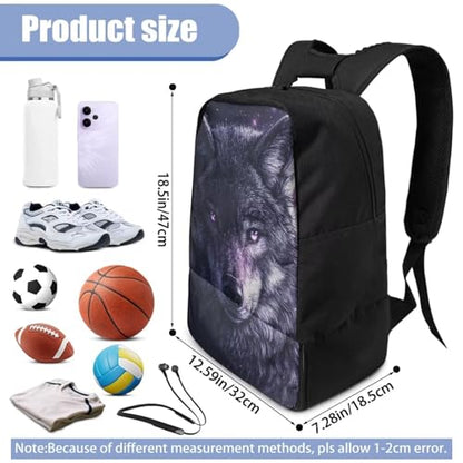 18.5in Basketball Backpack Basketball Bag with Shoe Compartment & Ball Holder, Waterproof Bag for Soccer Volleyball - color: Cool Dark Night Wolf Print