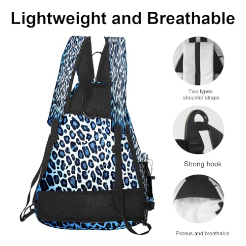 Pickleball Bag for Women & Men – Lightweight Sports Backpack with Paddle Compartments, Dual Carry Modes, Detachable Zippered Strap, Brown Leopard, Great Gift Option for Players - color: Blue Leopard