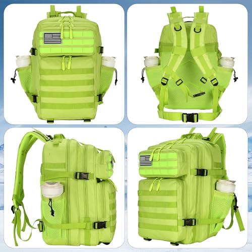 Lovelinks21 45L Tactical Assault Backpack 3 day assault pack with Molle Waterproof backpack Rucksack for Tactical Backpacks (Fluorescent Green) - color: Fluorescent Green