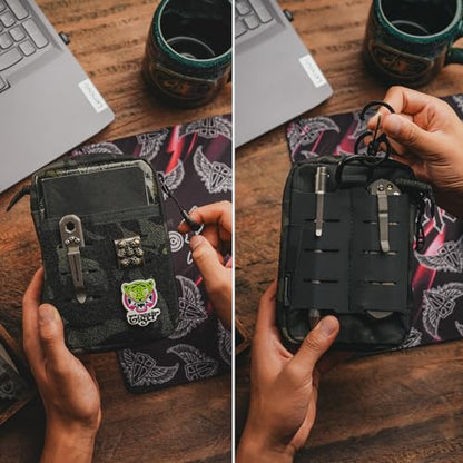 TACTICAL GEEK Block E3.0 EDC Compact Waist Pocket Pouch, Men EDC Pouch Organizer, Multi-Purpose Molle Tool Pouch, Utility Tool Organizer Bag for Daily Essentials Carry(Black Camo) - color: Black Camo