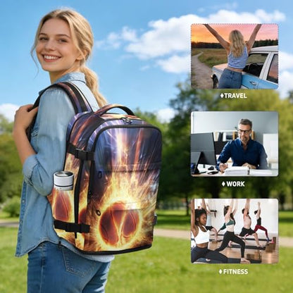 Bolaz Glowing Basketball Travel Backpack Laptop for Men Women Work Carry On Bag College Daypack Personal Item Bag Large Water Resistant