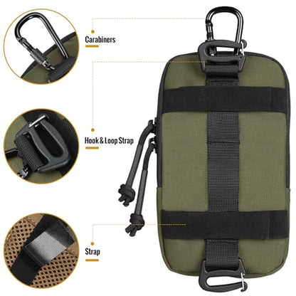 ONETIGRIS Cell Phone Pouch, Molle Holster Holder for Men Belt, for iPhone 17 Pro Max/Air/17/16/15/14 /13/12/11/X/XR/XS/8 Plus/7/6, for Galaxy S25 Ultra/s25/S24 /S23/S22/S21 - color: Green