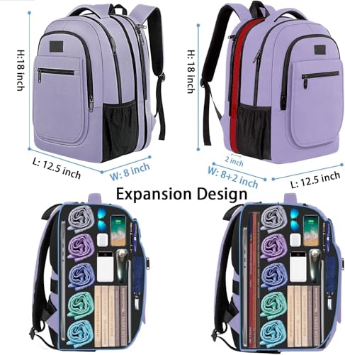 MATEIN Travel Backpack for Women, Expandable 15.6 inch Laptop Backpack - color: Purple, size: 15.6 inch