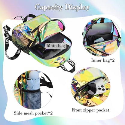 TINYAT Holographic Clear Backpack Mini Colorful Laser Transparent Backpack - color: Color/9051