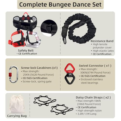 Bungee Fitness Set, Heavy Resistance Band Set, Professional 4D Yoga Bungee Rope Workout Equipment W/6 Sizes, for Home Gym Training & Fitness(Not for Extreme Sports) - size: XXL 198-220 lbs
