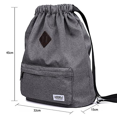 KAUKKO Drawstring Sports Backpack Gym Yoga Bag Shoulder Rucksack for Men and Women (4-GREY) - color: 4-grey