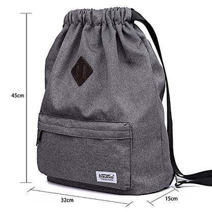 KAUKKO Drawstring Sports Backpack Gym Yoga Bag Shoulder Rucksack for Men and Women (4-GREY) - color: 4-grey