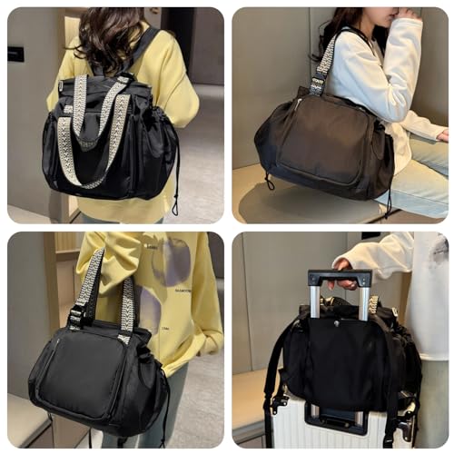 Everyday Bags for Women, Multifunctional Travel Organizer Bag, Large Capacity Tote Backpack, Large Diaper Bag with 15 Pockets, Crossbody and Shoulder Bag (Black) - color: Black